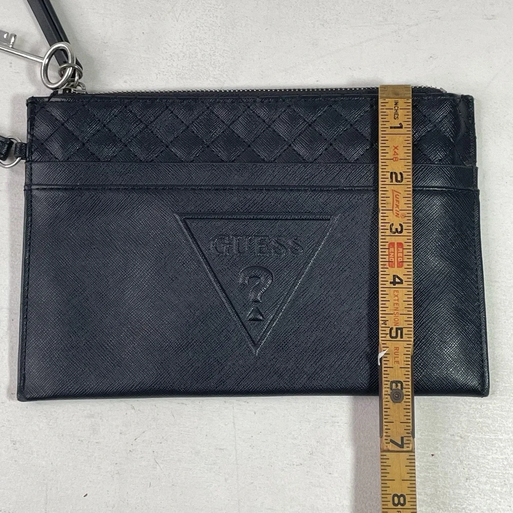Guess Zipper Pouch Y2K Clutch Cosmetic Bag Black